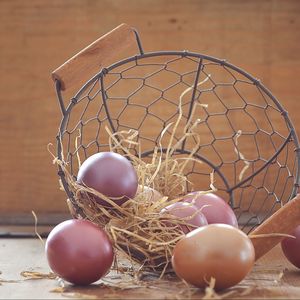 Preview wallpaper easter eggs, eggs, basket