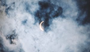 Preview wallpaper eclipse, clouds, sun, moon