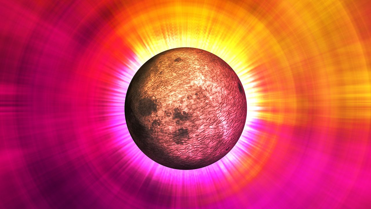 Wallpaper eclipse, colorful, glow