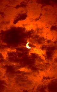 Preview wallpaper eclipse, moon, sun, sky, orange