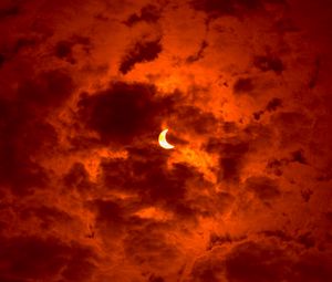 Preview wallpaper eclipse, moon, sun, sky, orange