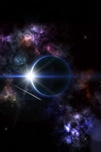 Preview wallpaper eclipse, planets, stars, glow, space