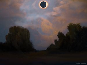 Preview wallpaper eclipse, trees, art