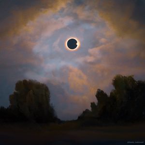 Preview wallpaper eclipse, trees, art