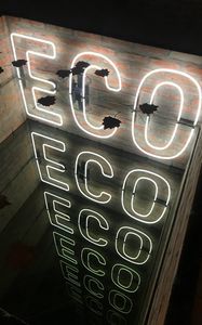 Preview wallpaper eco, signboard, neon, text, glow