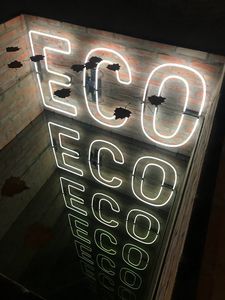 Preview wallpaper eco, signboard, neon, text, glow