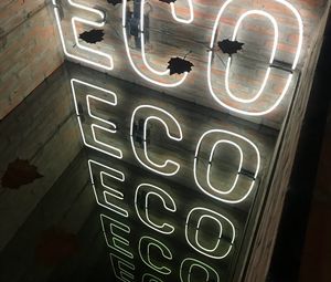 Preview wallpaper eco, signboard, neon, text, glow