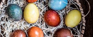 Preview wallpaper eggs, basket, easter, colored, colorful, holiday