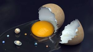 Preview wallpaper eggs, shell, yolk, sun, planets