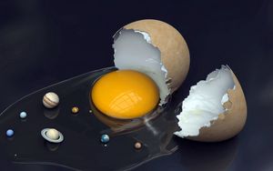 Preview wallpaper eggs, shell, yolk, sun, planets