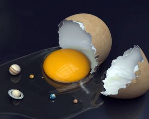 Preview wallpaper eggs, shell, yolk, sun, planets