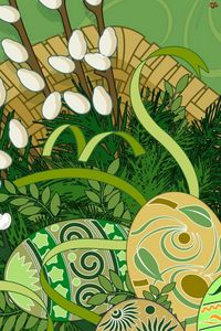 Preview wallpaper eggs, verba, basket, holiday, easter
