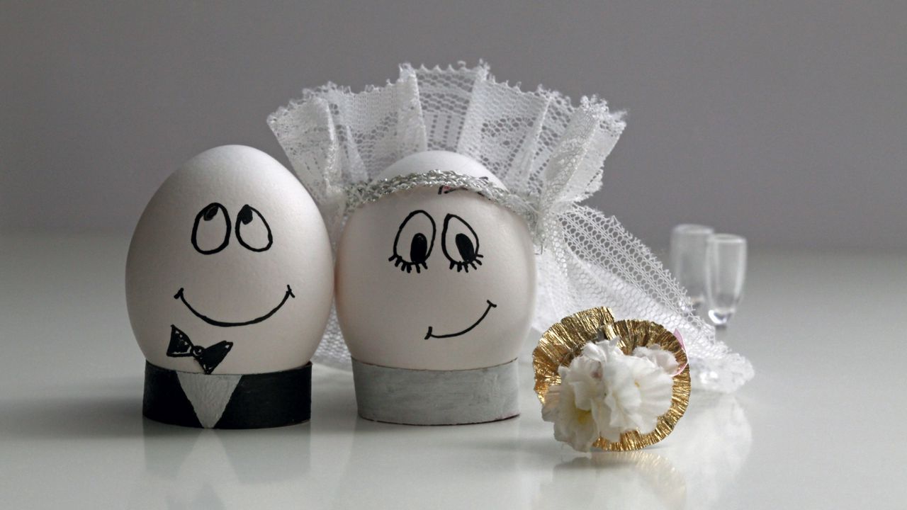 Wallpaper eggs, wedding, easter, decoration, couple