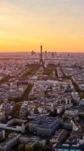 Preview wallpaper eiffel tower, city, sunset, streets, architecture, paris, france