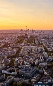 Preview wallpaper eiffel tower, city, sunset, streets, architecture, paris, france