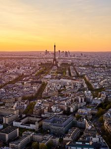 Preview wallpaper eiffel tower, city, sunset, streets, architecture, paris, france