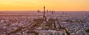 Preview wallpaper eiffel tower, city, sunset, streets, architecture, paris, france