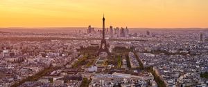 Preview wallpaper eiffel tower, city, sunset, streets, architecture, paris, france