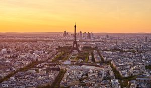 Preview wallpaper eiffel tower, city, sunset, streets, architecture, paris, france