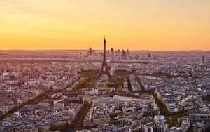 Preview wallpaper eiffel tower, city, sunset, streets, architecture, paris, france