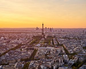 Preview wallpaper eiffel tower, city, sunset, streets, architecture, paris, france