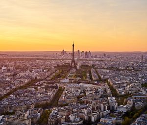 Preview wallpaper eiffel tower, city, sunset, streets, architecture, paris, france