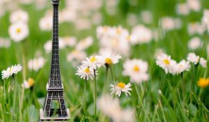 Preview wallpaper eiffel tower, grass, plant