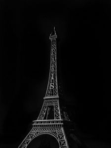 Preview wallpaper eiffel tower, miniature, paris, france, black and white