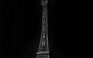 Preview wallpaper eiffel tower, miniature, paris, france, black and white
