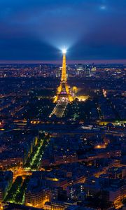 Preview wallpaper eiffel tower, night city, paris, france, city lights