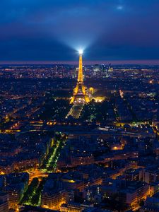 Preview wallpaper eiffel tower, night city, paris, france, city lights