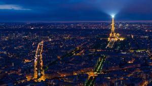 Preview wallpaper eiffel tower, night city, paris, france, city lights