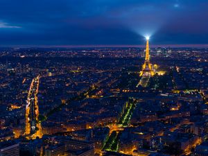 Preview wallpaper eiffel tower, night city, paris, france, city lights