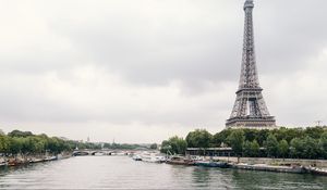 Preview wallpaper eiffel tower, paris, france, river, architecture