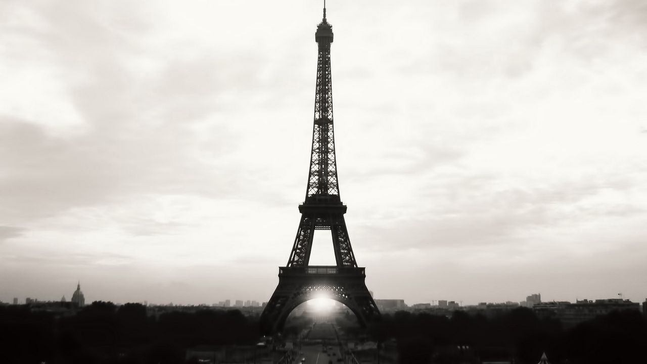 Wallpaper eiffel tower, paris, france, black white, point of interest