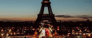 Preview wallpaper eiffel tower, paris, night, city lights