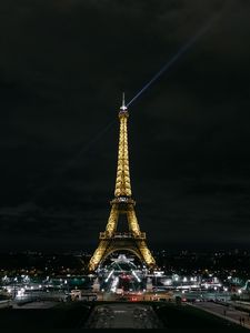 Preview wallpaper eiffel tower, paris, night city, city lights, france