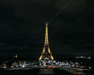 Preview wallpaper eiffel tower, paris, night city, city lights, france