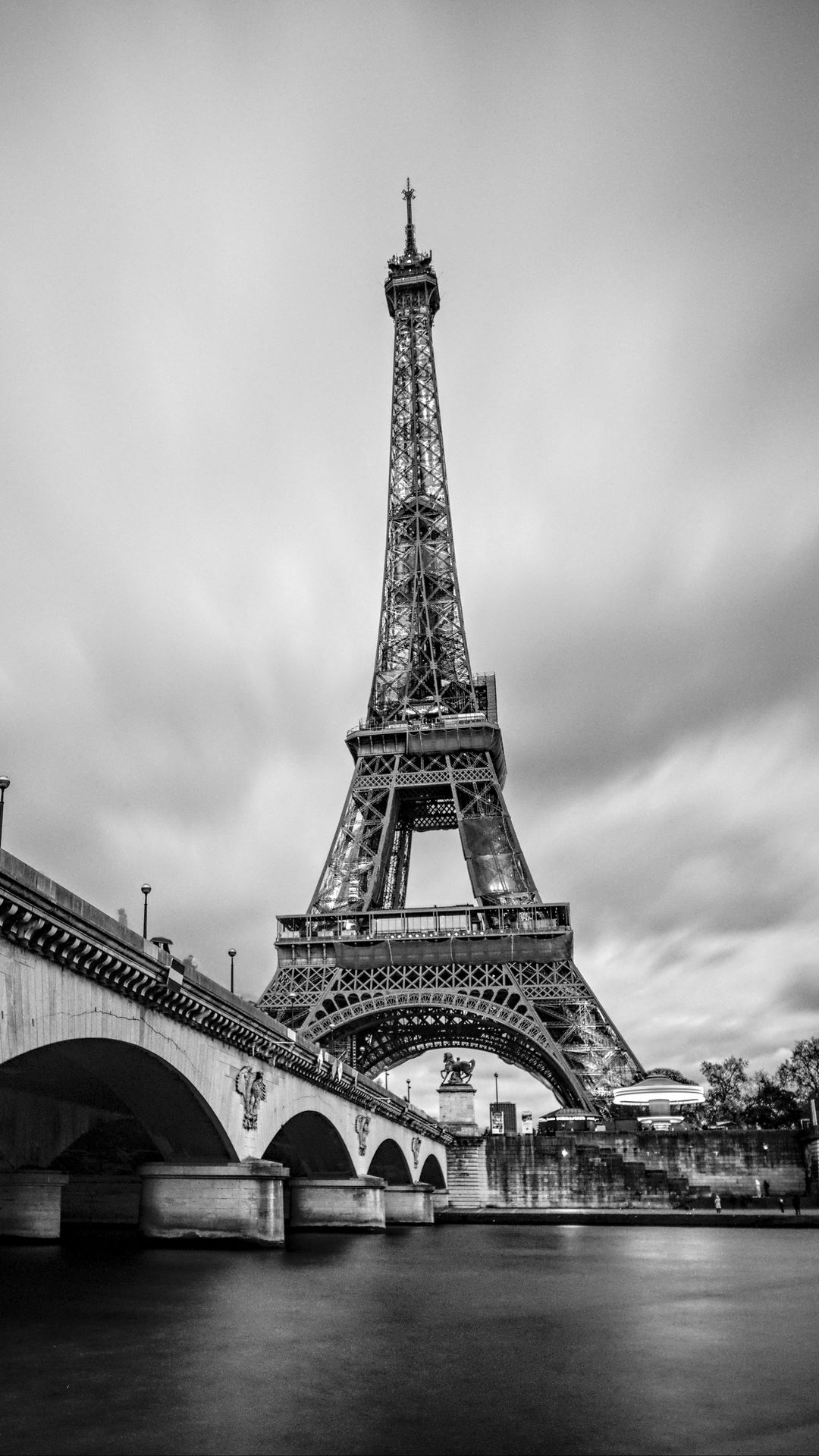 Download wallpaper 1080x1920 eiffel tower, tower, river, bridge, paris ...