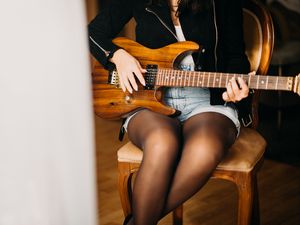 Preview wallpaper electric guitar, guitar, girl, guitarist, music