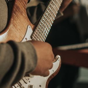 Preview wallpaper electric guitar, guitar, guitarist, hands, musical instrument