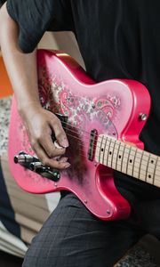 Preview wallpaper electric guitar, guitar, guitarist, music, pink