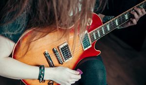 Preview wallpaper electric guitar, guitar, guitarist, pick, music