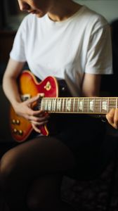 Preview wallpaper electric guitar, guitar, guitarist, girl, music
