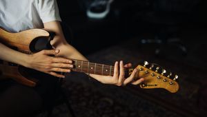 Preview wallpaper electric guitar, guitar, hand, strings