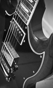 Preview wallpaper electric guitar, guitar, music, black and white