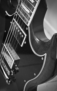 Preview wallpaper electric guitar, guitar, music, black and white
