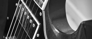 Preview wallpaper electric guitar, guitar, music, black and white