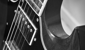 Preview wallpaper electric guitar, guitar, music, black and white