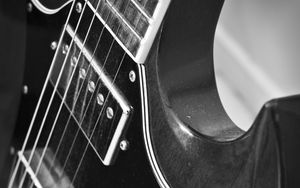 Preview wallpaper electric guitar, guitar, music, black and white